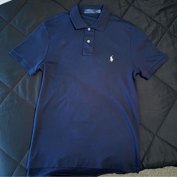 Ralph Lauren Polo Shirt Navy Custom Fit Small - Picture 3 of 5